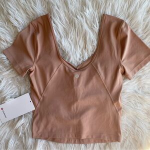 Lululemon Align T-Shirt Short Sleeve Cropped Tee Women’s Size 4 Pink Clay